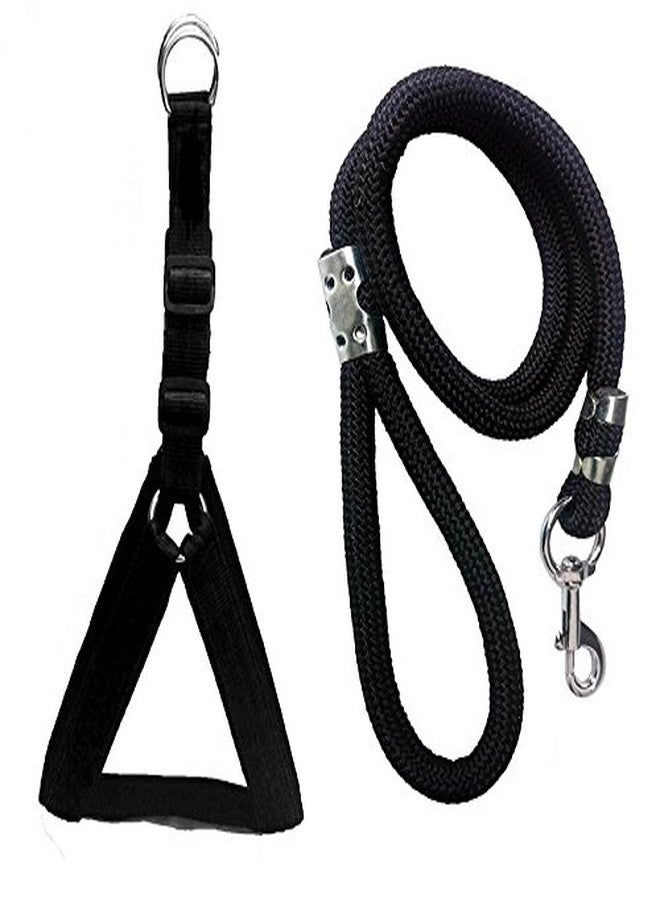 Skora Nylon Padded Black Adjustable Dog Harness & Leash Rope 1 Inch for Medium Size Pet (Chest Size : 24-29) - Image 1